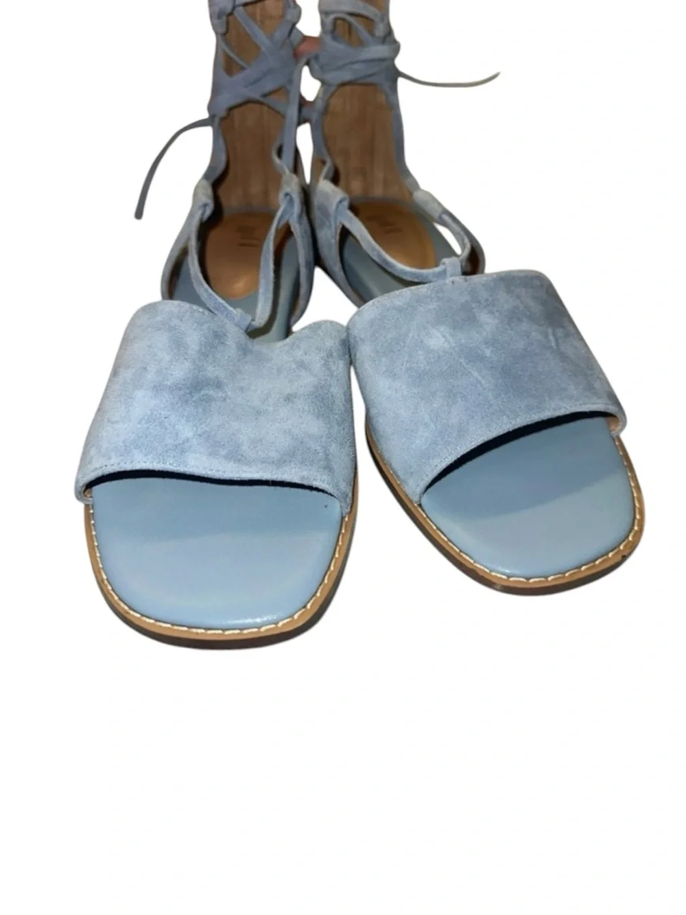 J. Jill Blue Suede Lace-Up Women’s Size 8 Ankle Wrap Gladiator Flat Sandals